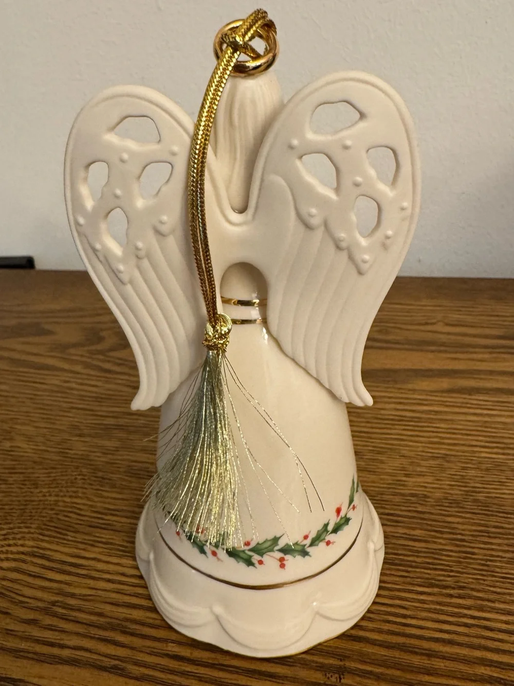 Lenox Holiday Porcelain Angel Bell Ornament with Gold Harp EUC No Box
